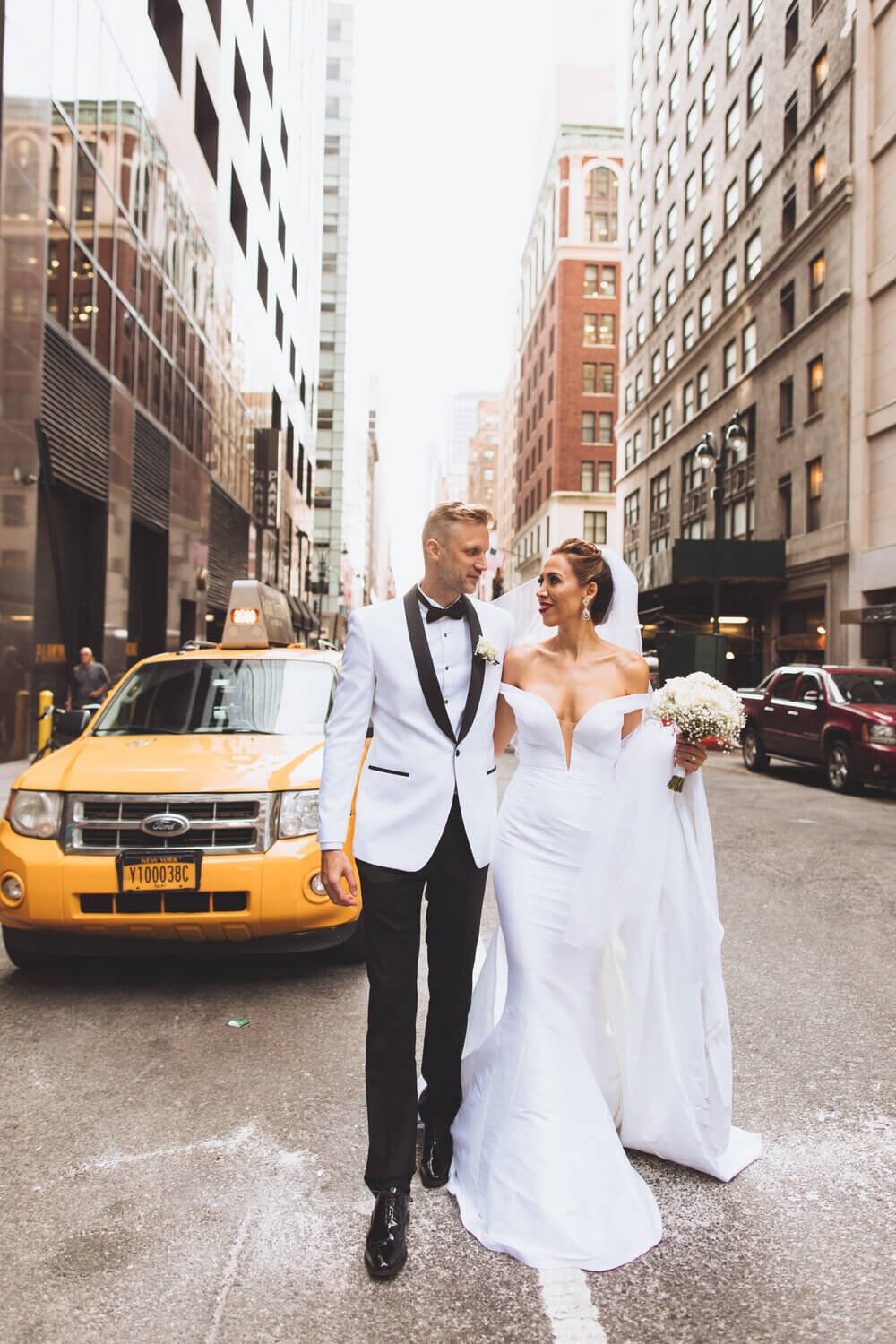 Newlyweds celebrating in New York City